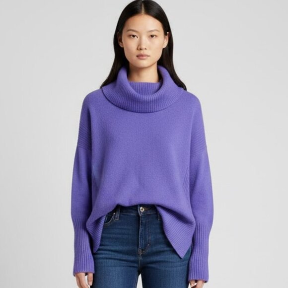 Diane Von Furstenberg Sweaters - Diane Von Furstenberg Ahiga Purple 90% Cashmere 10% Wool Cowl Turtleneck Sweater